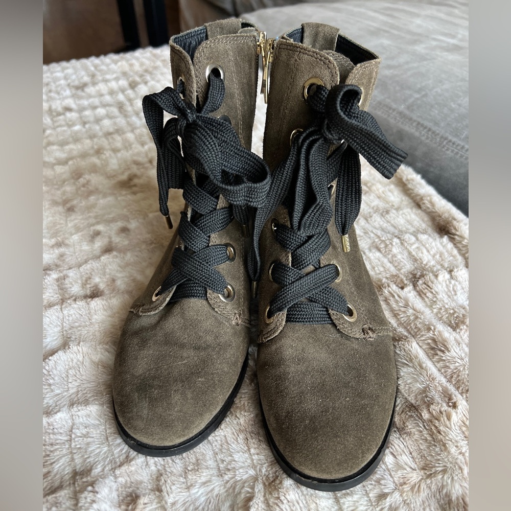Kate Spade Raquel Green Suede Combat Boots